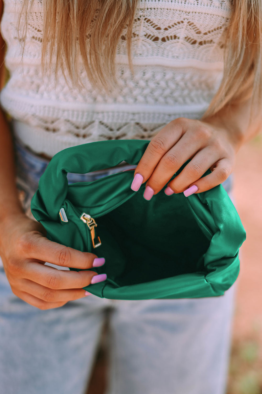 Minimalist PU Leather Zipped Square Handbag 23*7*13cm