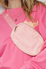 Pink Sherpa Adjustable Strap Crossbody Bag