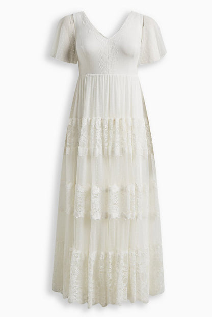 Plus Size Lace A-line Boho Wedding Dress