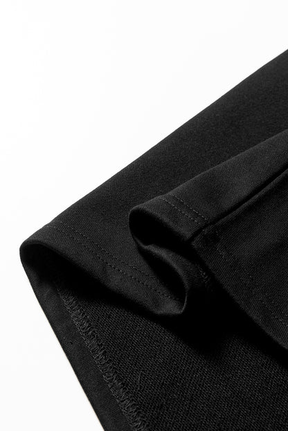 Black Varsity Contrast Banded Sleeve Shift Sweatshirt Dress