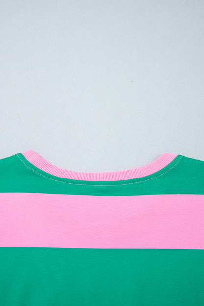 Green Stripe Festive Holly Jolly Printed Casual Plus Size Sweatshirt
