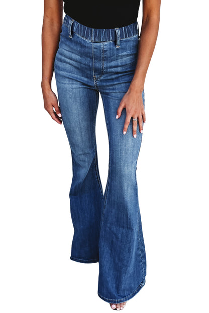 Vaqueros de campana elásticos de cintura alta azules