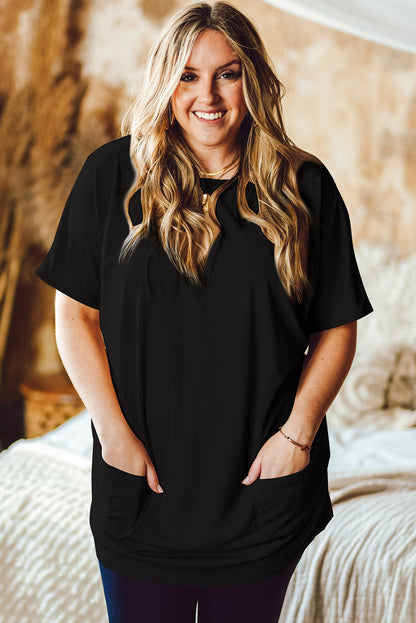 Tunique à manches courtes avec poches latérales 