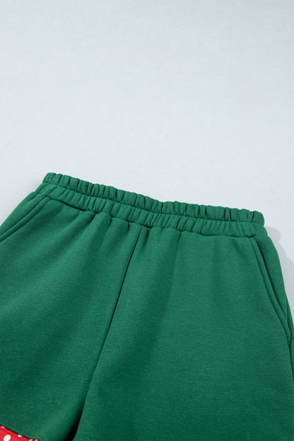 Evergreen Polka Dot Trim Baggy Pullover 2pcs Short Set
