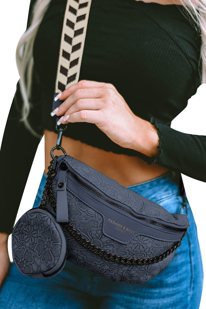 Sac à bandoulière camel colorblock avec chaîne et porte-monnaie 