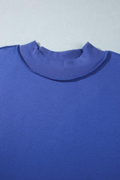 Dark Blue Exposed Seam Detail Reversible Double Wear Plus Size Sweatshirt