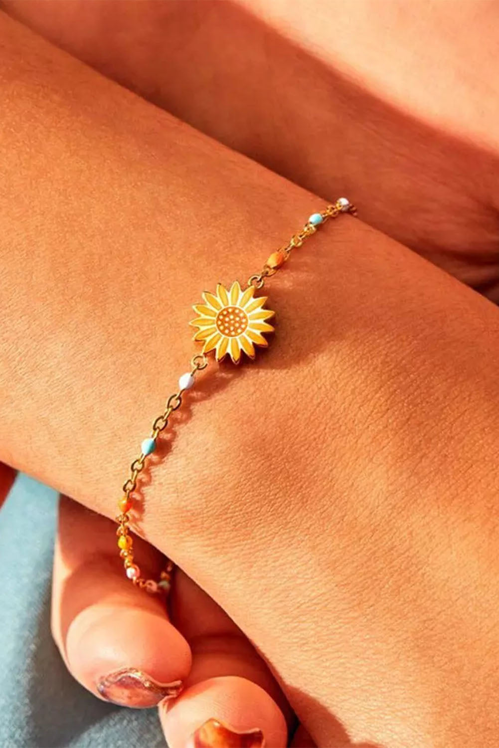 Pulsera de cuentas de colores de girasol