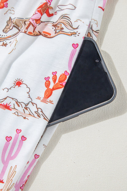 Ensemble de pyjama blanc à imprimé cowgirl country