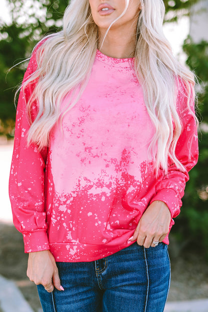 Sweat-shirt à manches longues tie-dye rose 
