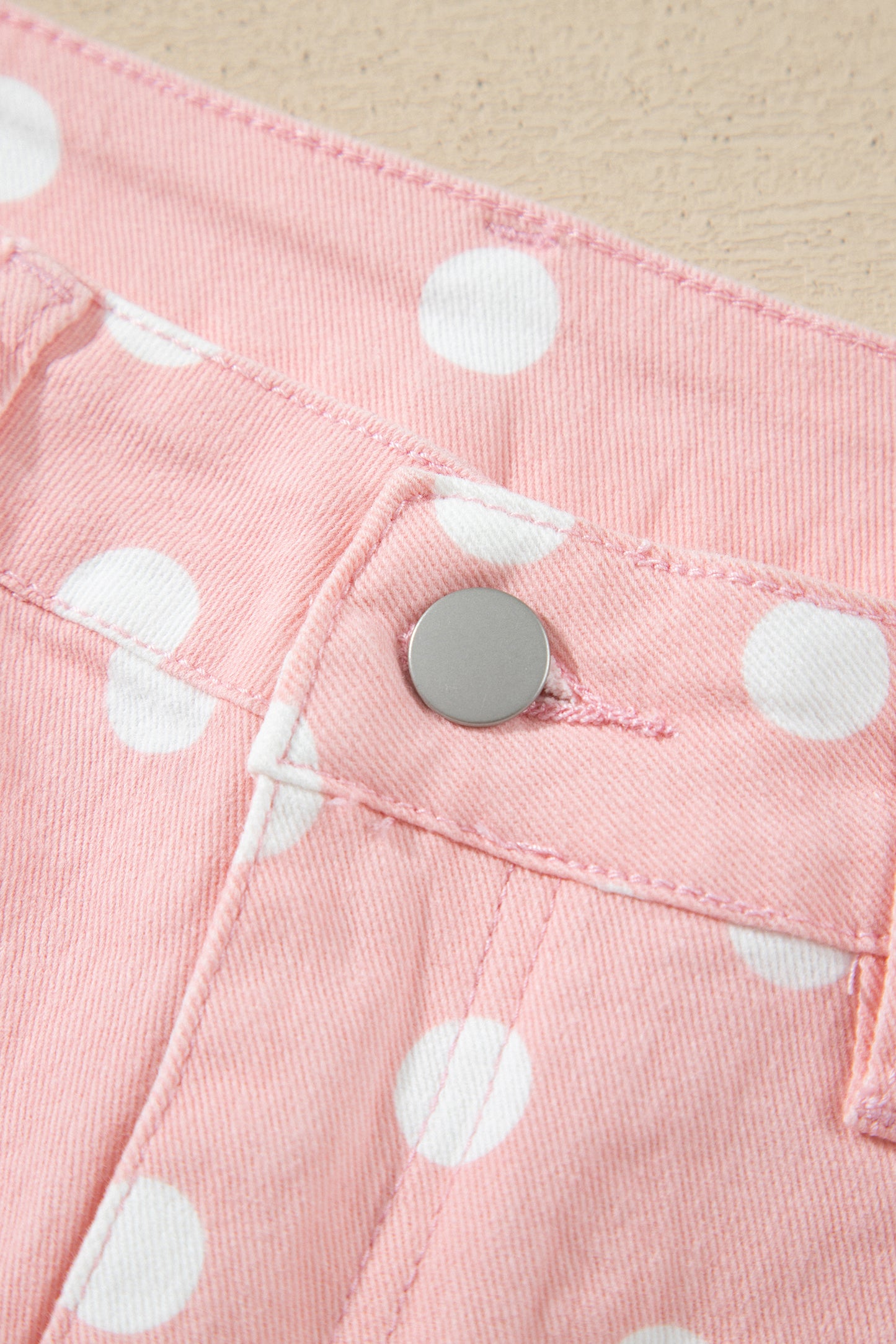 Pink Polka Dot Casual Slim Fit Jeans