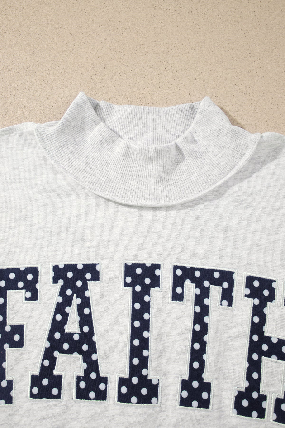 Light Grey High Neck Polka Dot Slogan Printed Baggy Sweatshirt