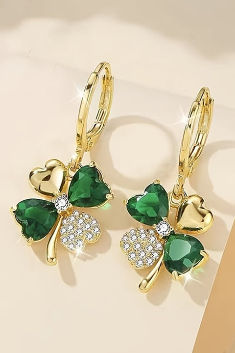 Gold Gorgeous Gem St. Patricks 4-leaf Clover Earrings