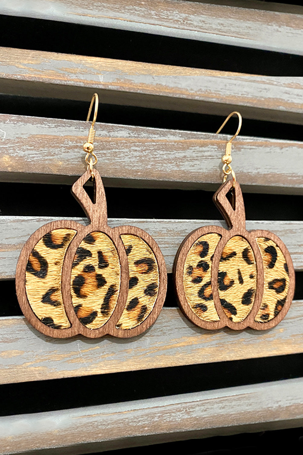 Pendientes colgantes con forma de calabaza con estampado animal multicolor 