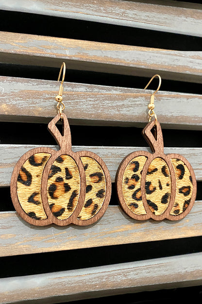 Pendientes colgantes con forma de calabaza con estampado animal multicolor 