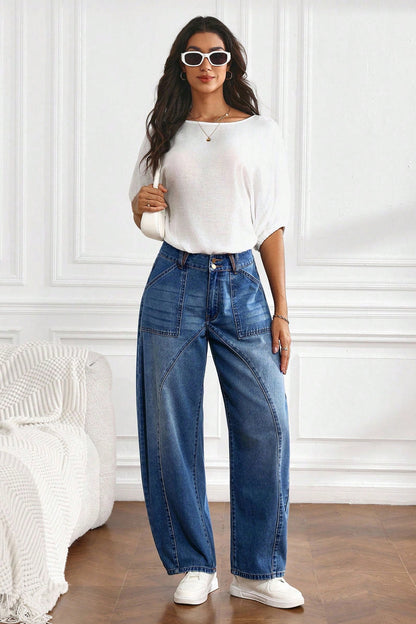 Ashleigh Blue Curved-Knife Ankle-Length Casual Jeans