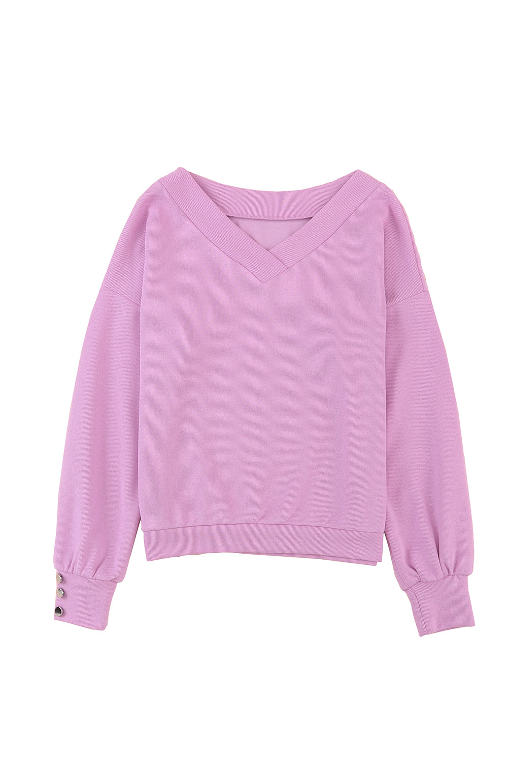 Pull violet en tricot à col en V et poignets boutonnés