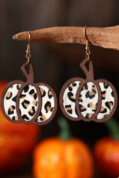Pendientes colgantes con forma de calabaza con estampado animal multicolor 