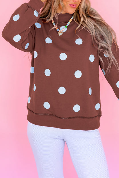 Clay Polka Dot/GOOD DAY Print Reversible Mock Neck Pullover Sweatshirt