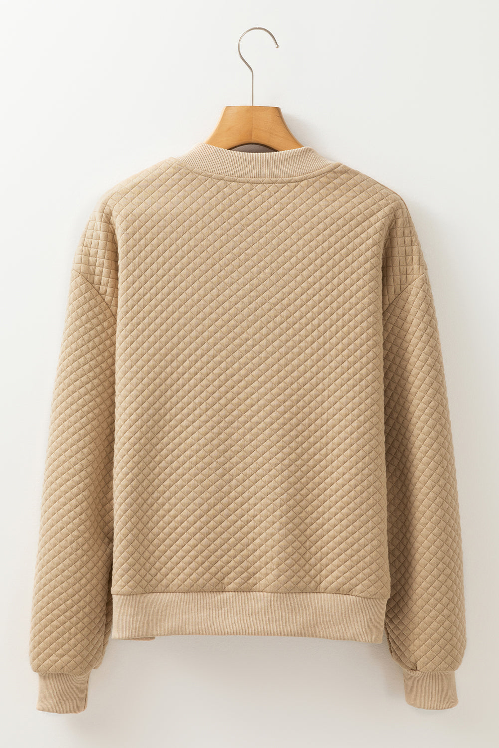 Veste à col de baseball texturée géométrique unie kaki pâle