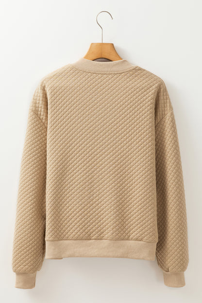 Veste à col de baseball texturée géométrique unie kaki pâle