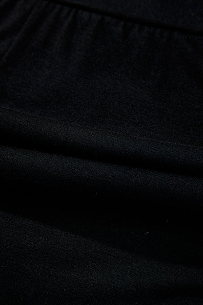 Black Wide Waistband Ruched Skort