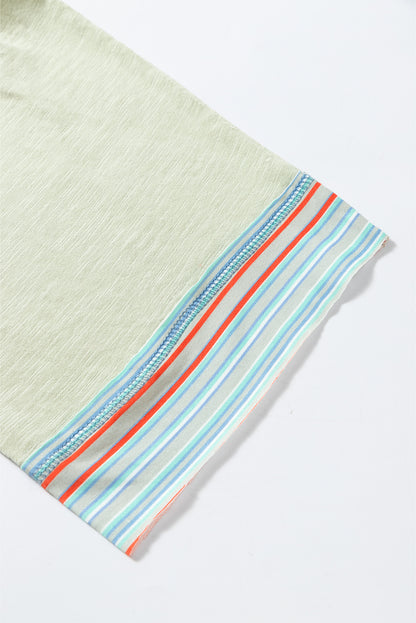 Haut raglan patchwork à manches larges et en tricot gaufré vert Meadow Mist