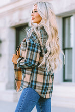 Plaid Color Block Buttoned Shirt with Pockets