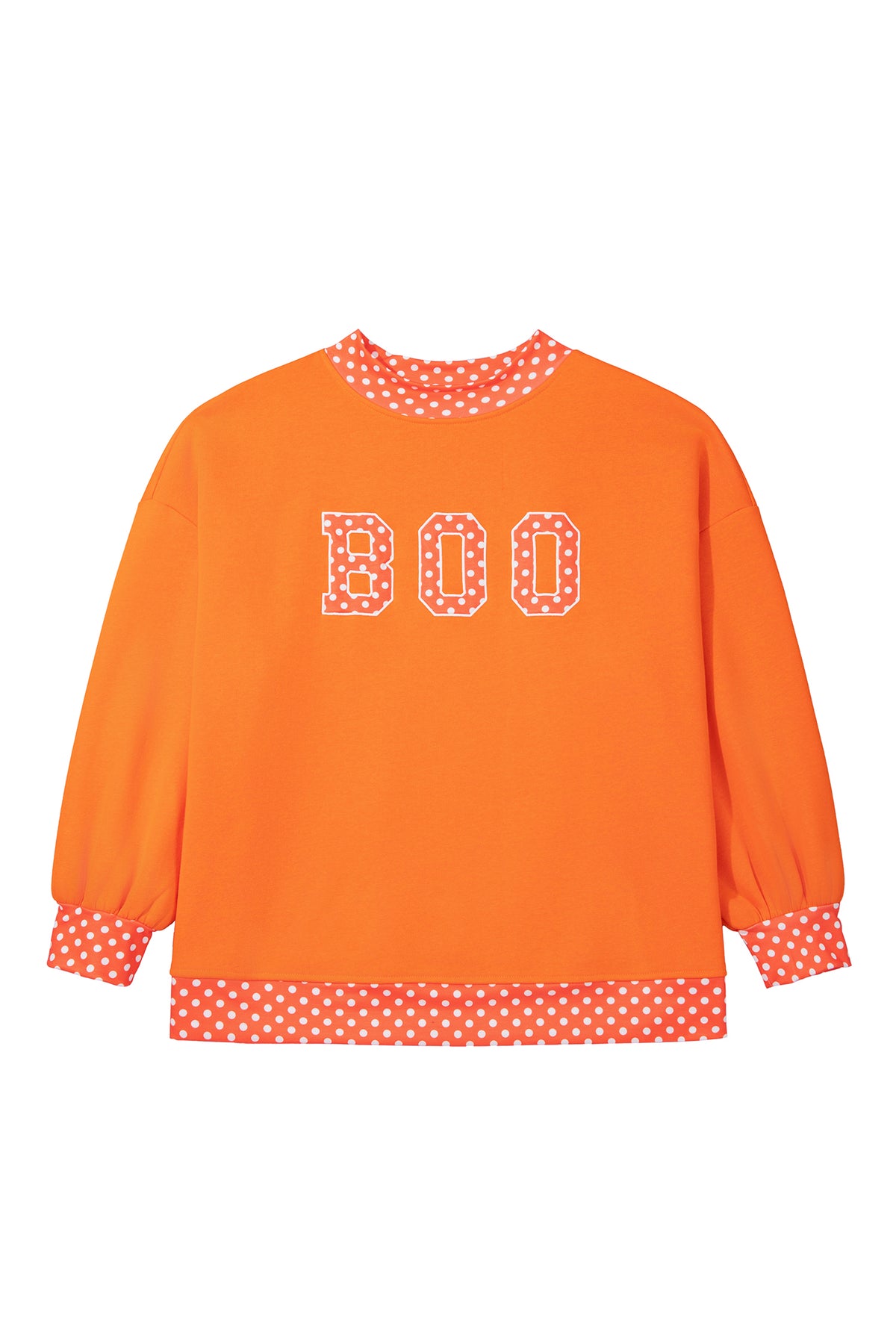 Grapefruit Orange Casual Polka Dot Patchwork Letter Graphic Plus Size Sweatshirt