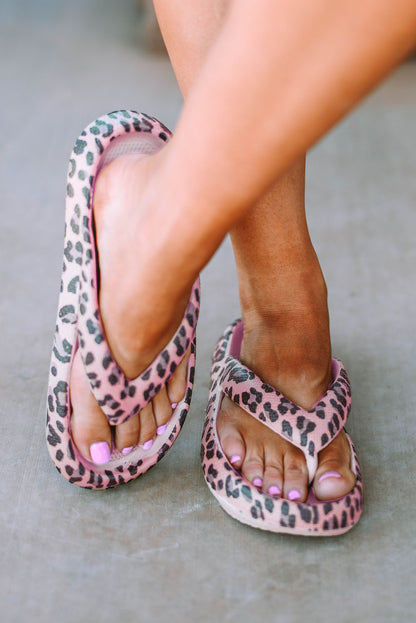 Leopard Print Thick Sole Flip Flops