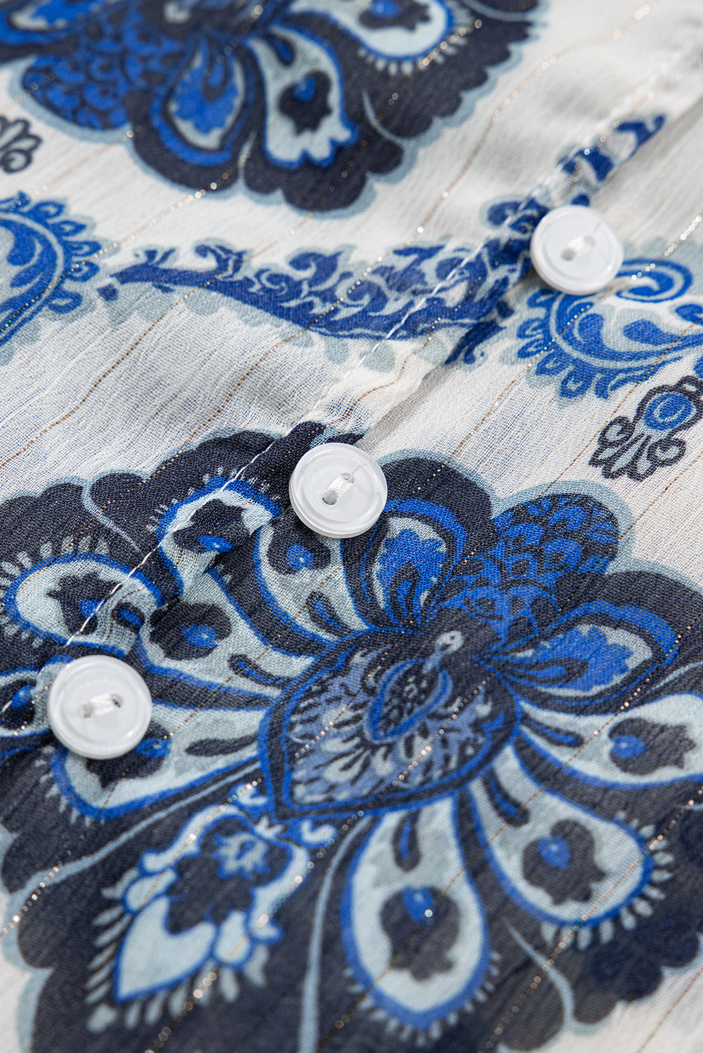 Chemise ample boutonnée à motif tribal bleu