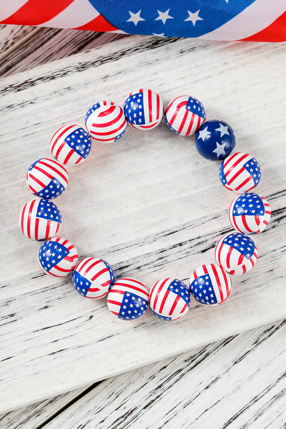 American Flag Accent Starry Beading Bracelet