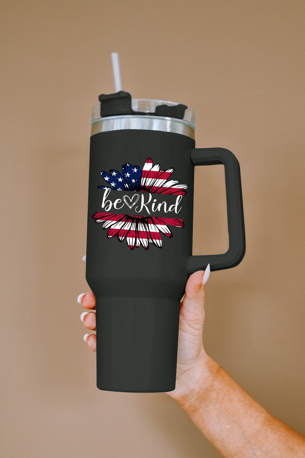 Tasse isotherme en acier inoxydable à imprimé léopard Mama avec poignée 40 oz