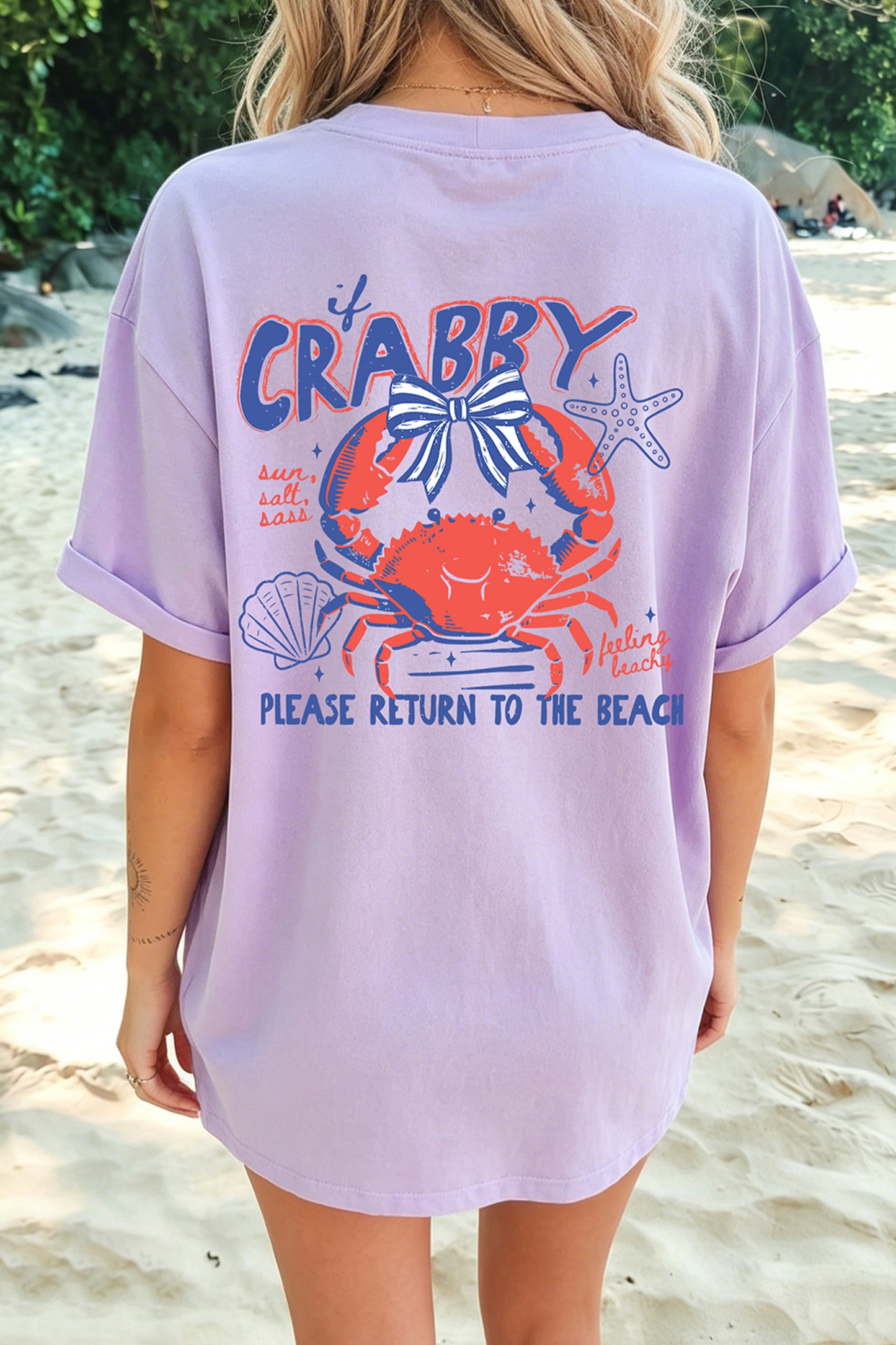 Orchid Petal CRABBY Beach Day Graphic T Shirt