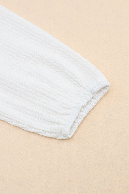 Ensemble de détente en tricot gaufré boutonné à manches longues et short 