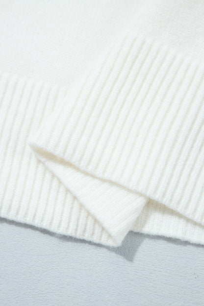 White Cozy Dog Print Dropped Shoulder Relaxed Sweater