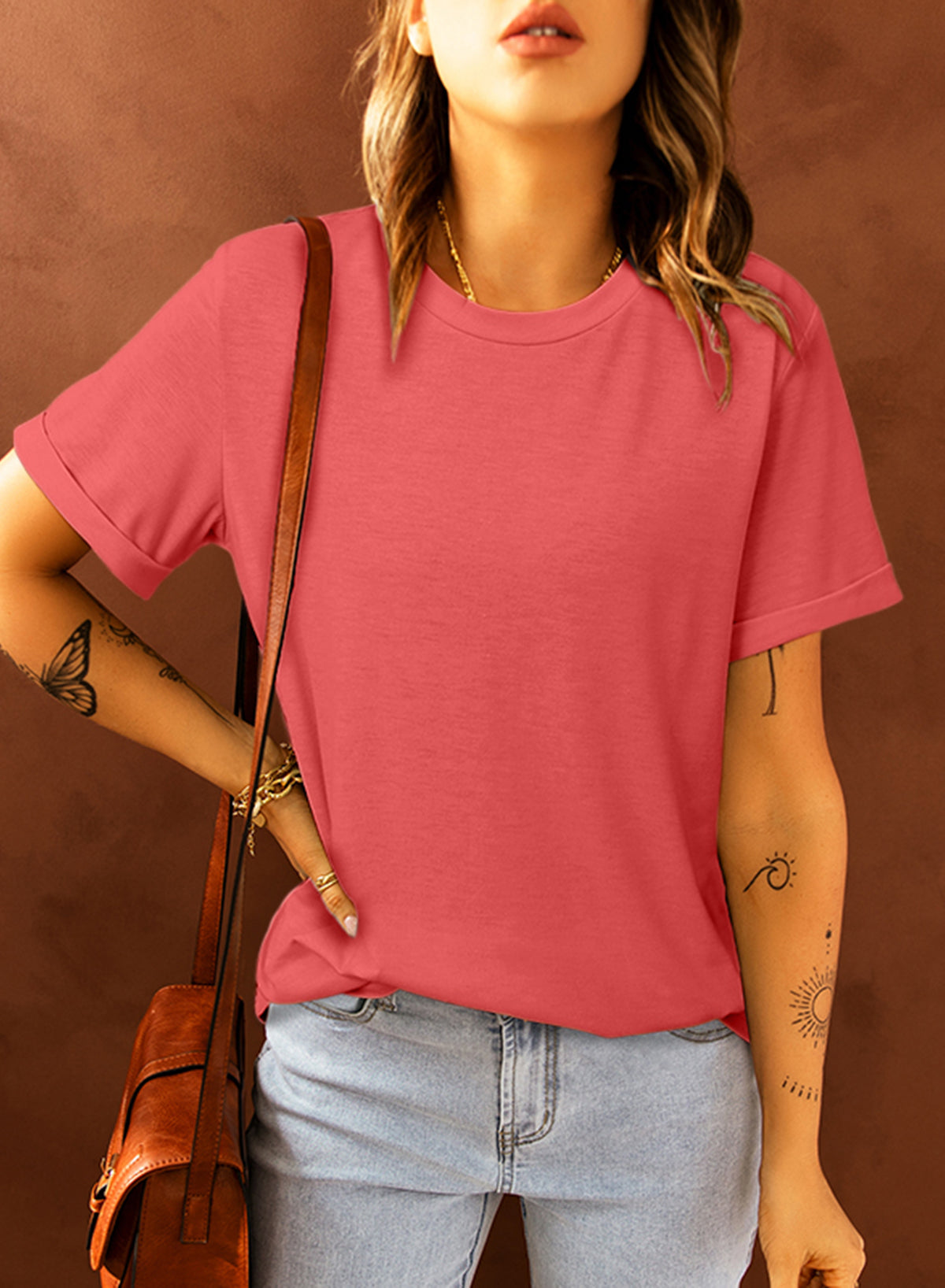 Blank Apparel - T-shirt ras du cou kaki uni personnalisé