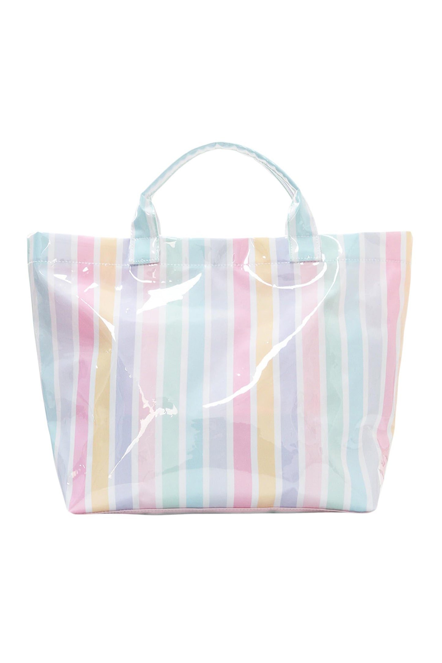 Red Glossy Striped Vinyl Large Tote Bag