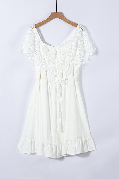 Off-the-shoulder Lace Sleeves Plus size Dress