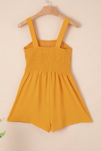 Ginger Casual Pocketed Smocked Sleeveless Romper