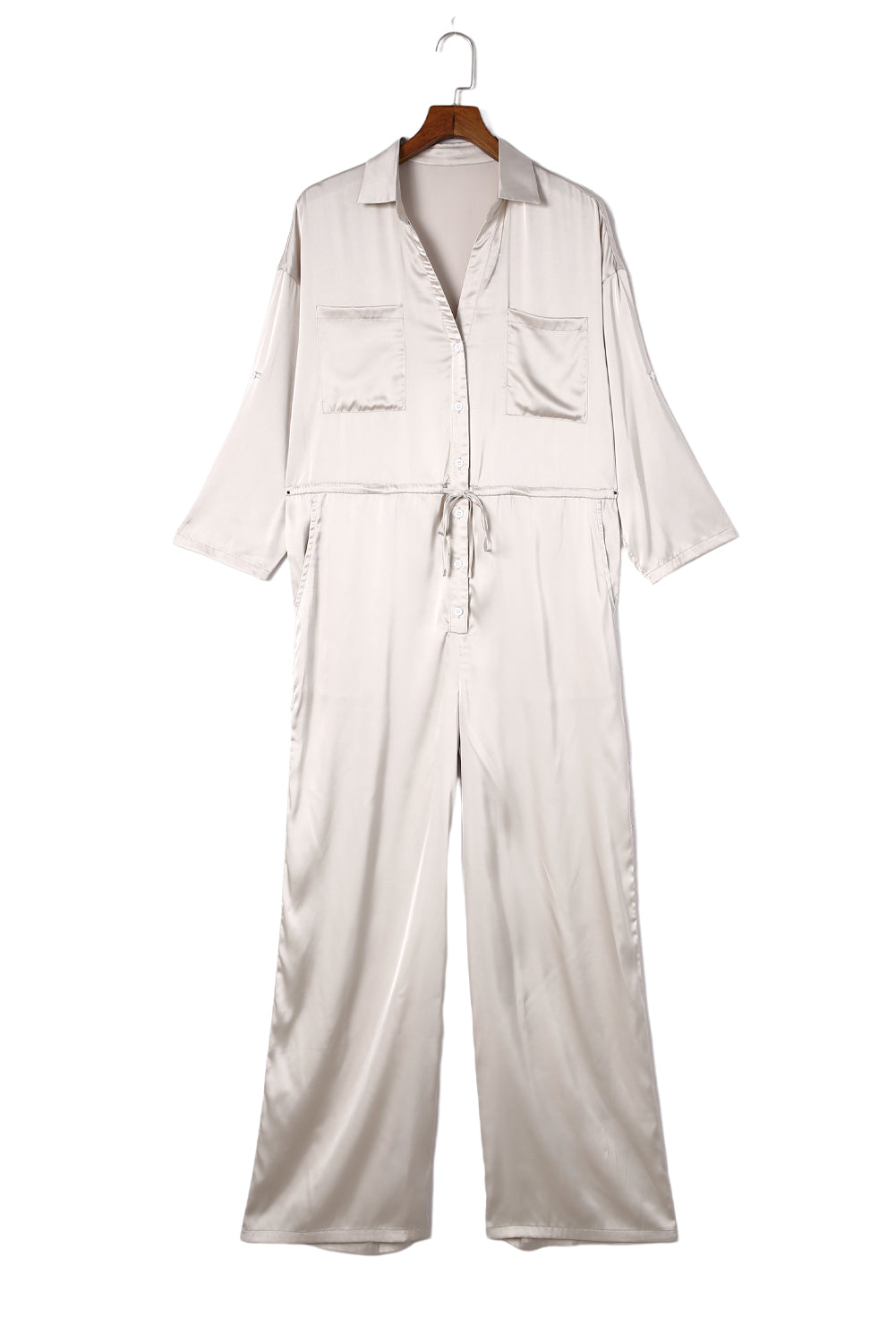 Combinaison à lacets, taille haute, manches longues, jambes larges 