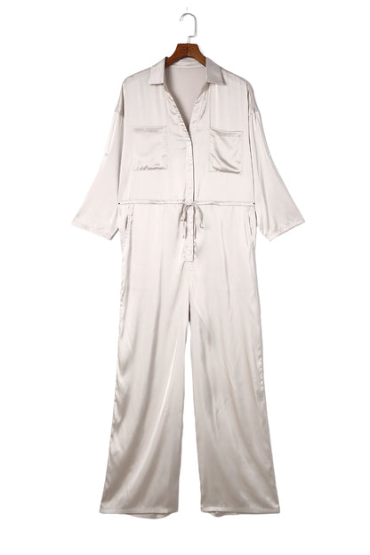 Combinaison à lacets, taille haute, manches longues, jambes larges 