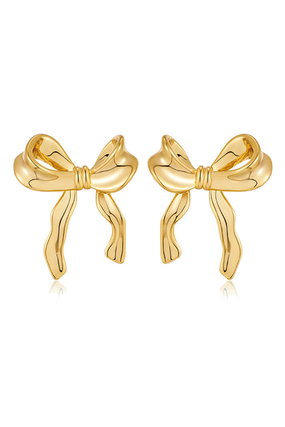 Gold Elegant Bow Design Studded Earrings
