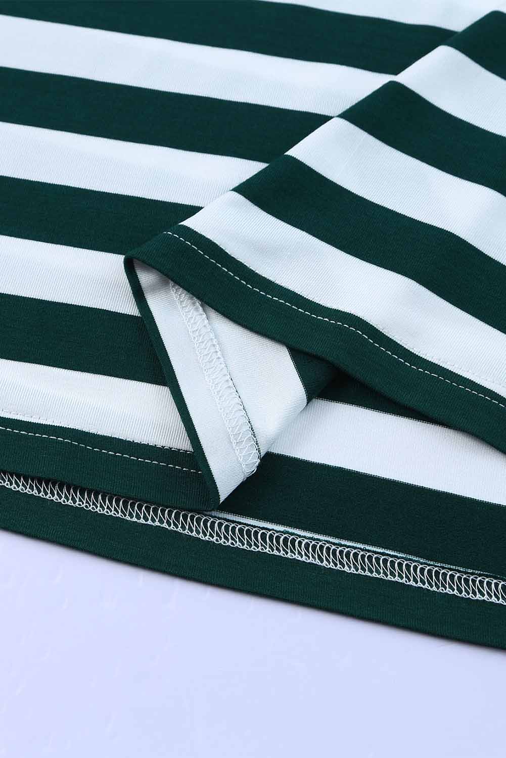 Vestido largo con cuello en V y estampado de rayas con aberturas laterales 