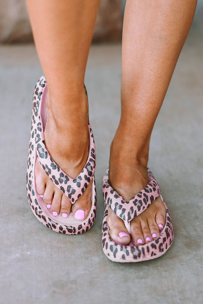 Leopard Print Thick Sole Flip Flops
