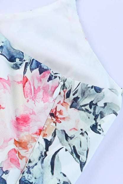 Mono de pierna ancha con tirantes finos florales