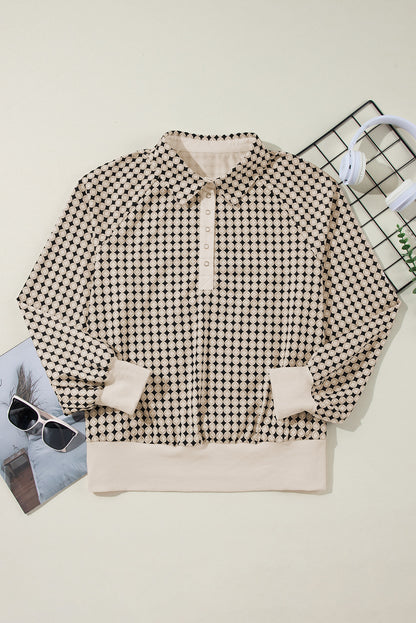 Sweat-shirt noir à col contrasté bicolore grande taille