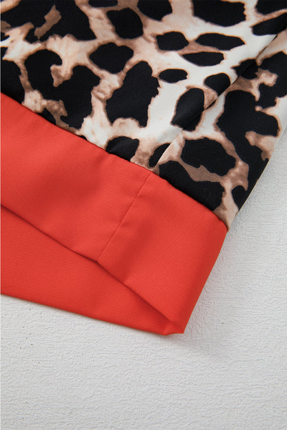 Ensemble pantalon ample à imprimé animal marron et bords contrastés