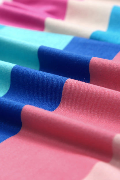 Robe longue à rayures multicolores et bretelles à nœud papillon