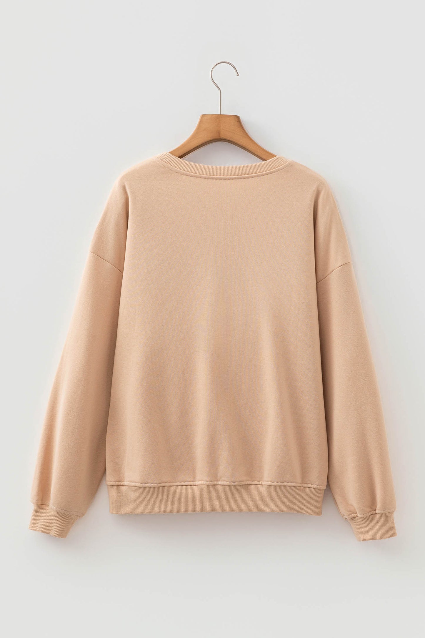 Parchment Horseshoe Embroidered Patch Graphic Drop Shoulder Sweatshirt