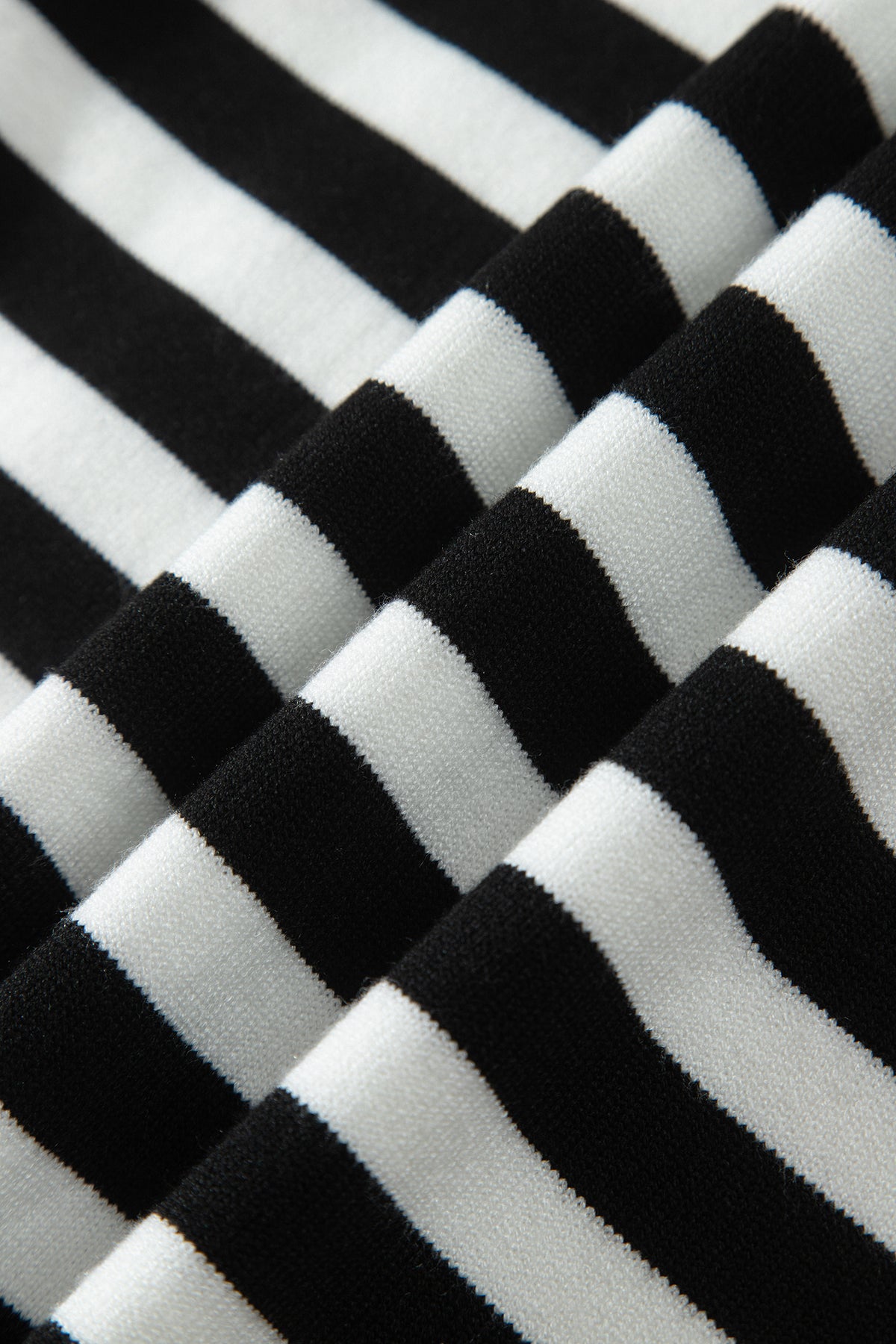 Black Striped High Neck Contrast Ruffle Detail Casual Sweater
